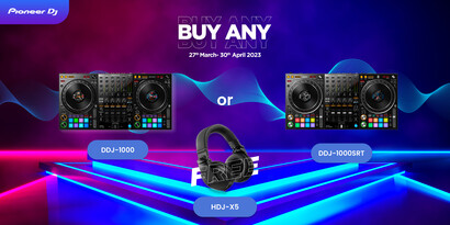 Purchase any DDJ-1000 or DDJ-1000SRT from Pioneer DJ and receive a FREE pair of HDJ-X5 Over-ear DJ headphones!